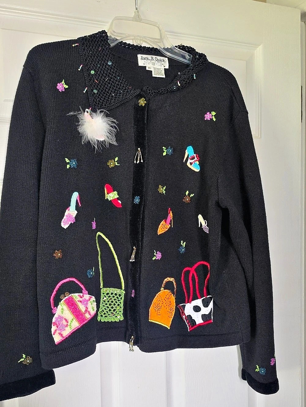 Jack B. Quick Embellished Black Knit Sweater